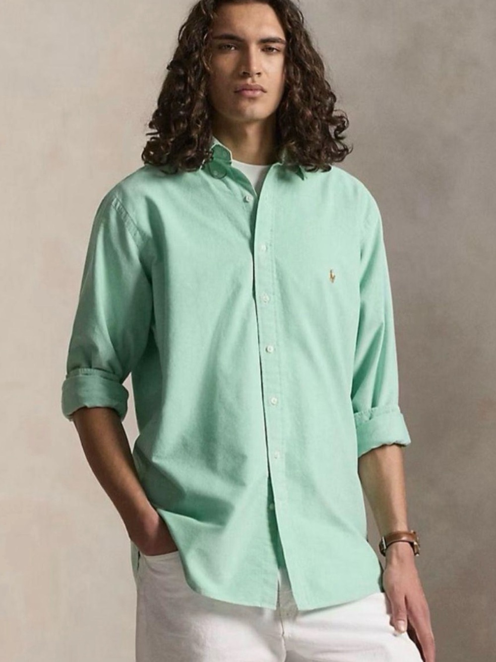 Ralph Lauren Classic Fit Mint Green Oxford Button-Down Shirt size 16 40/41